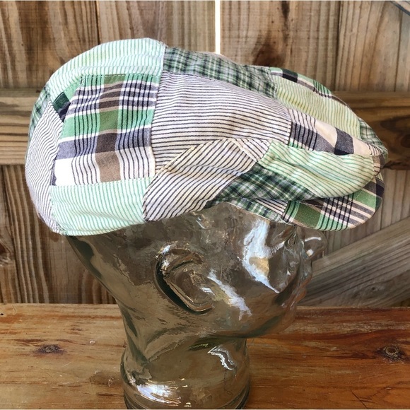 Weatherproof Lined Patchwork Style Flat Cap Newsboy Hat Size M - Picture 1 of 7